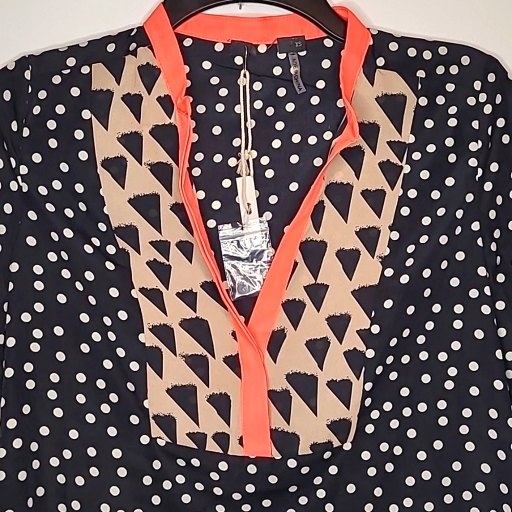 NWT Black & white polka dot blouse XS - Picture 1 of 6